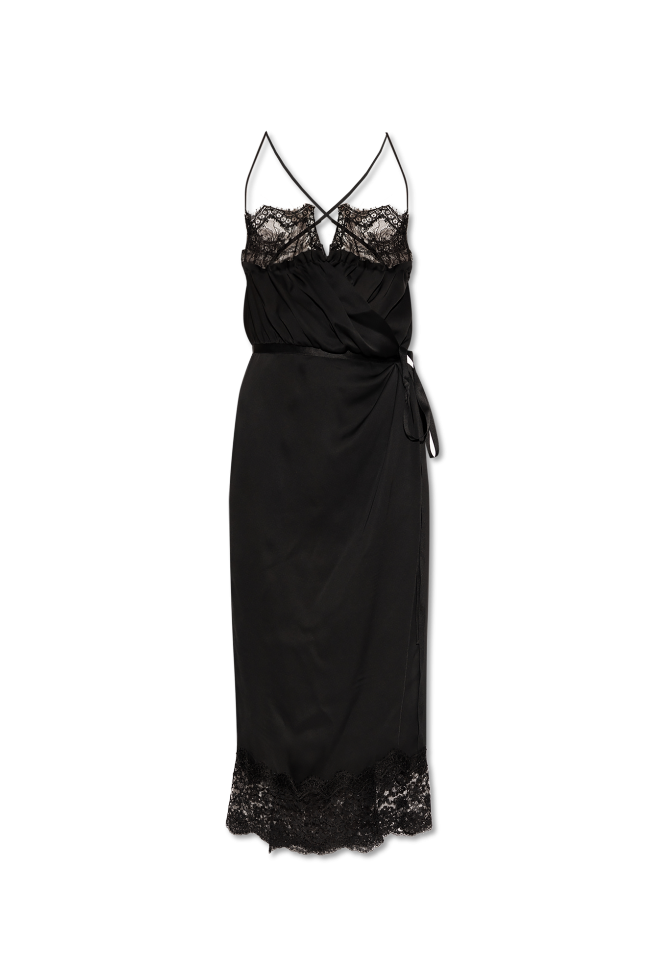 ワンピース Saint Laurent SS22 Black satin dress (680636Y6A41 1000) Saint Laurent Black Satin Dress | italist